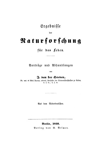 Ergebnisse der Naturforschung für das Leben: Vorträge und Abhandlungen