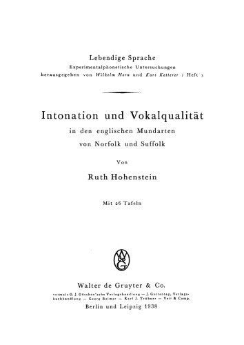 Intonation und Vokalqualität in den englischen Mundarten von Norfolk und Suffolk