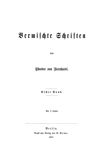 Vermischte Schriften: Band 1