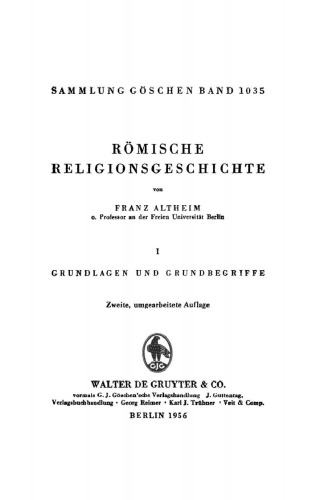 Römische Religionsgeschichte: Band 1 Grundlagen und Grundbegriffe