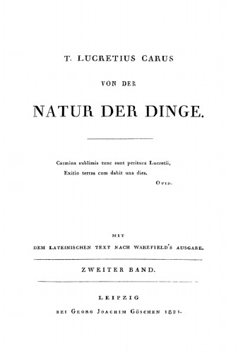 Von der Natur der Dinge: Band 2