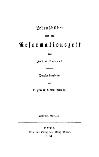 Lebensbilder aus der Reformationszeit