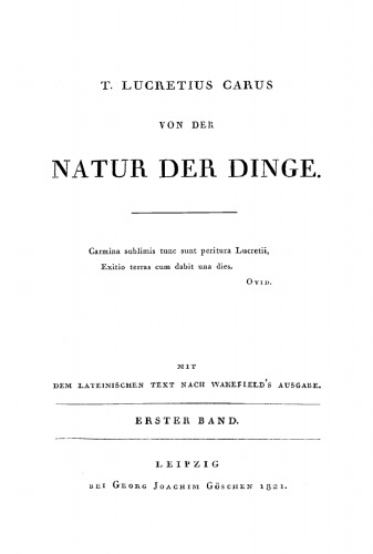 Von der Natur der Dinge: Band 1