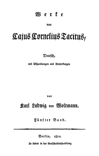 Werke von Cajus Cornelius Tacitus: Band 5