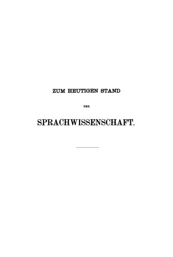 Zum Heutigen Stand Der Sprachwissenschaft
