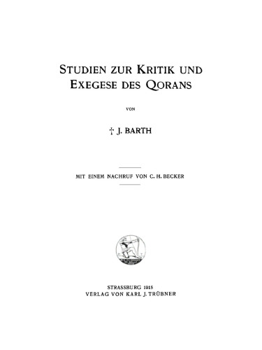 Studien zur Kritik und Exegese des Qorans