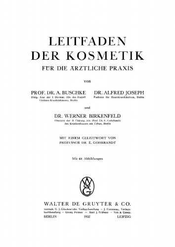 Leitfaden der Kosmetik für die ärztliche Praxis
