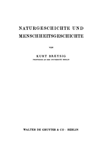 Naturgeschichte und Menschheitsgeschichte