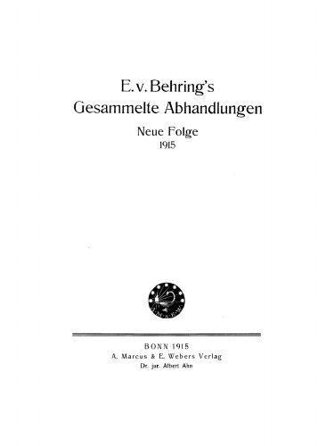 Gesammelte Abhandlungen: Neue Folge 1915