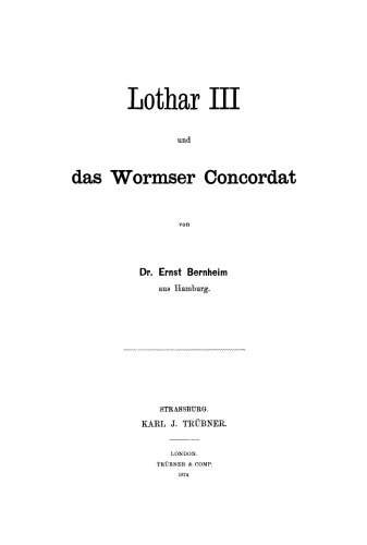Lothar III. und das Wormser Concordat