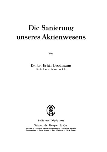 Die Sanierung unseres Aktienwesens