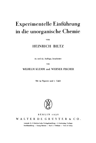 Experimentelle Einführung in die unorganische Chemie