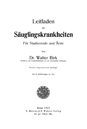 Leitfaden der Säuglingskrankheiten: Für Studierende und Ärzte