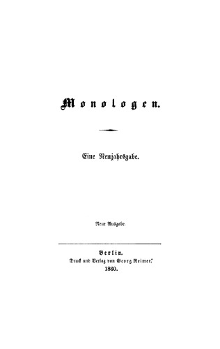 Monologen: Eine Neujahrsgabe