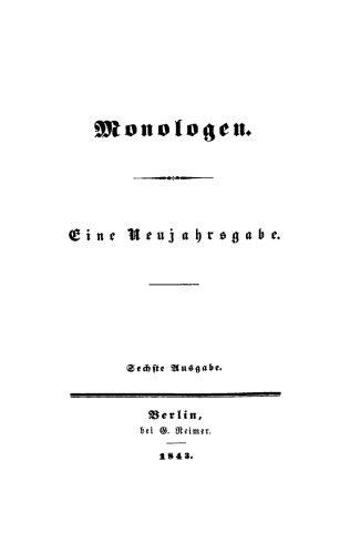 Monologen: Eine Neujahrsgabe