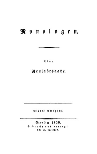 Monologen: Eine Neujahrsgabe