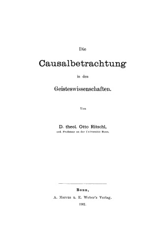 Die Causalbetrachtung in den Geisteswissenschaften