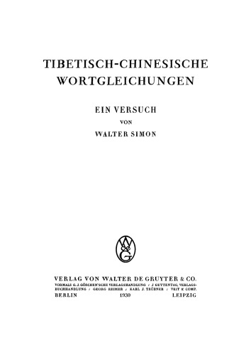Tibetisch-chinesische Wortgleichungen: Ein Versuch