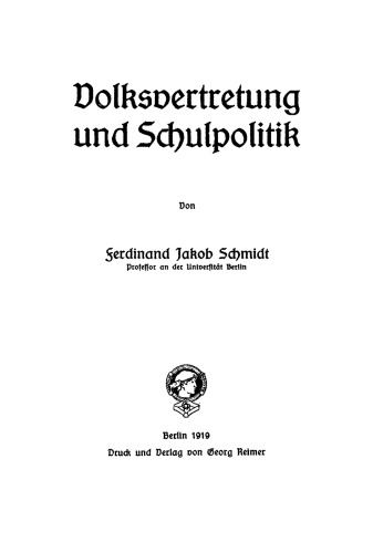 Volksvertretung und Schulpolitik