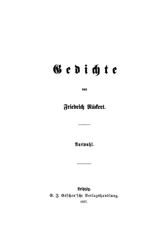 Gedichte: Auswahl
