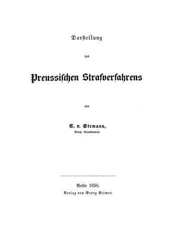 Darstellung des preussischen Strafverfahrens