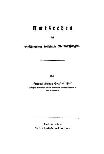 Amtsreden bei verschiedenen wichtigen Veranlassungen