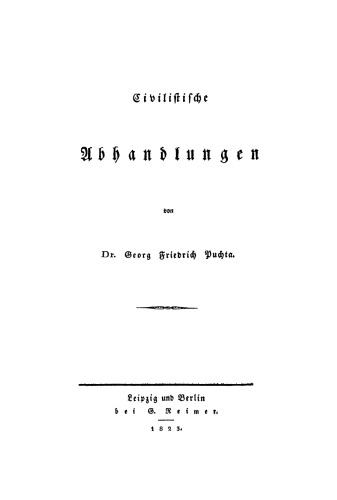 Civilistische Abhandlungen