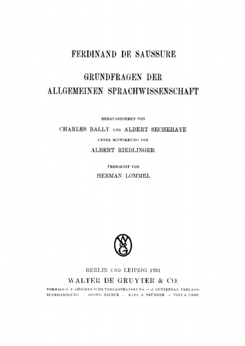 Grundfragen der allgemeinen Sprachwissenschaft