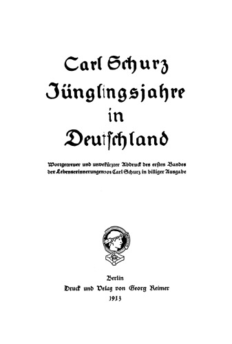 Jünglingsjahre in Deutschland