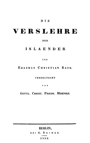 Die Verslehre der Islaender