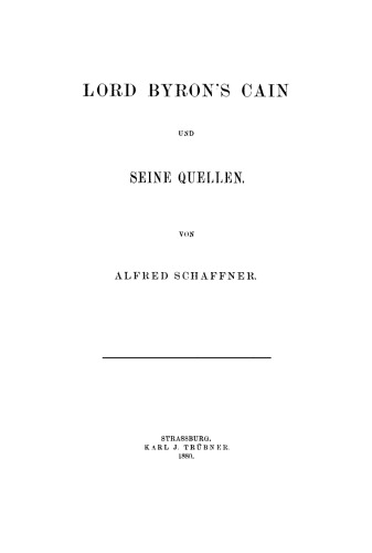 Lord Byron's Cain und seine Quellen