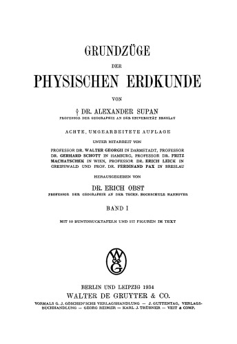 Grundzüge der physischen Erdkunde: Band 1