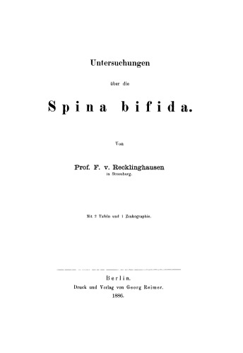 Untersuchungen über die Spina bifida
