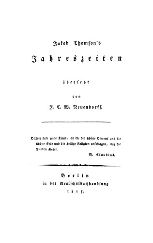 Jakob Thomson's Jahreszeiten