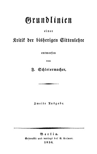 Grundlinien einer Kritik der bisherigen Sittenlehre