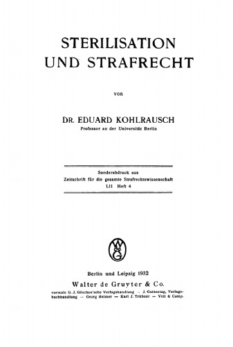 Sterilisation und Strafrecht