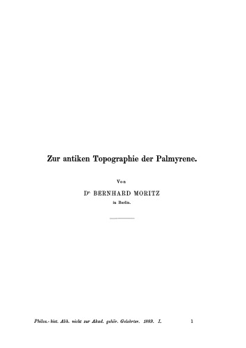 Zur antiken Topographie der Palmyrene