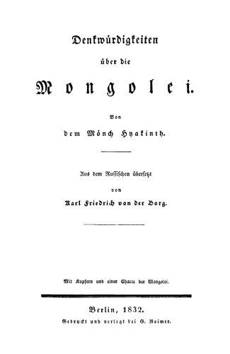 Denkwürdigkeiten über die Mongolei