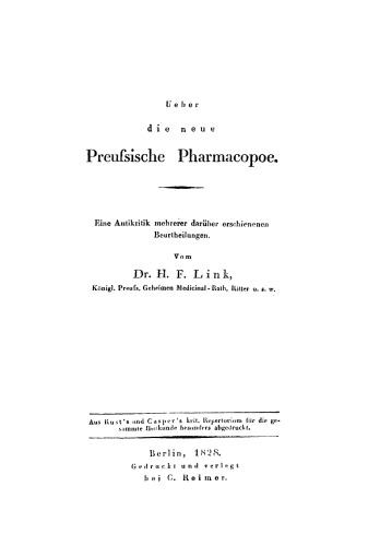 Ueber die neue preußische Pharmacopoe