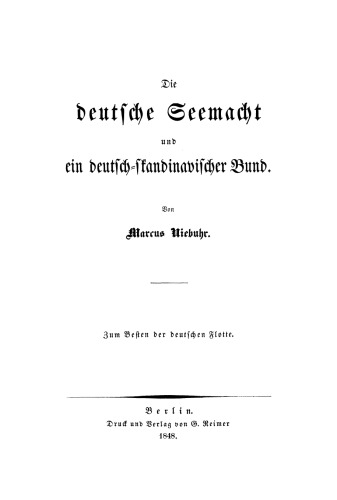 Die deutsche Seemacht und ein deutsch-skandinavischer Bund