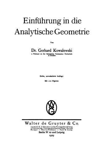 Einführung in die analytische Geometrie