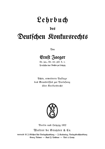 Lehrbuch des deutschen Konkursrechts