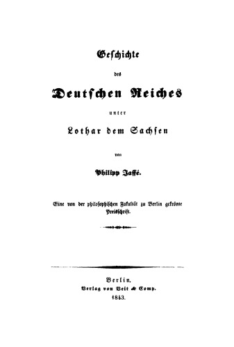 Geschichte des deutschen Reiches unter Lothar dem Sachsen