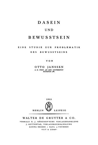 Dasein und Bewusstsein: Eine Studie zur Problematik des Bewußtseins