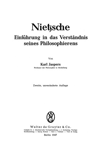 Nietzsche: Einführung in das Verständnis seines Philosophierens
