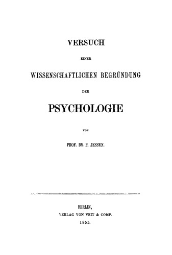 Versuch einer wissenschaftlichen Begründung der Psychologie