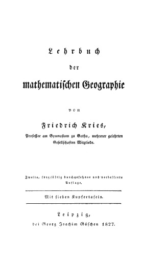 Lehrbuch der mathematischen Geographie