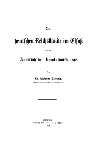 Die deutschen Reichsstände im Elsaß und der Ausbruch der Revolutionskriege