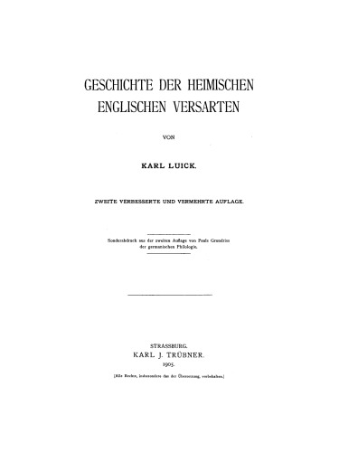 Geschichte der heimischen englischen Versarten