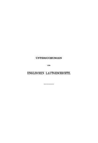 Untersuchungen zur englischen Lautgeschichte